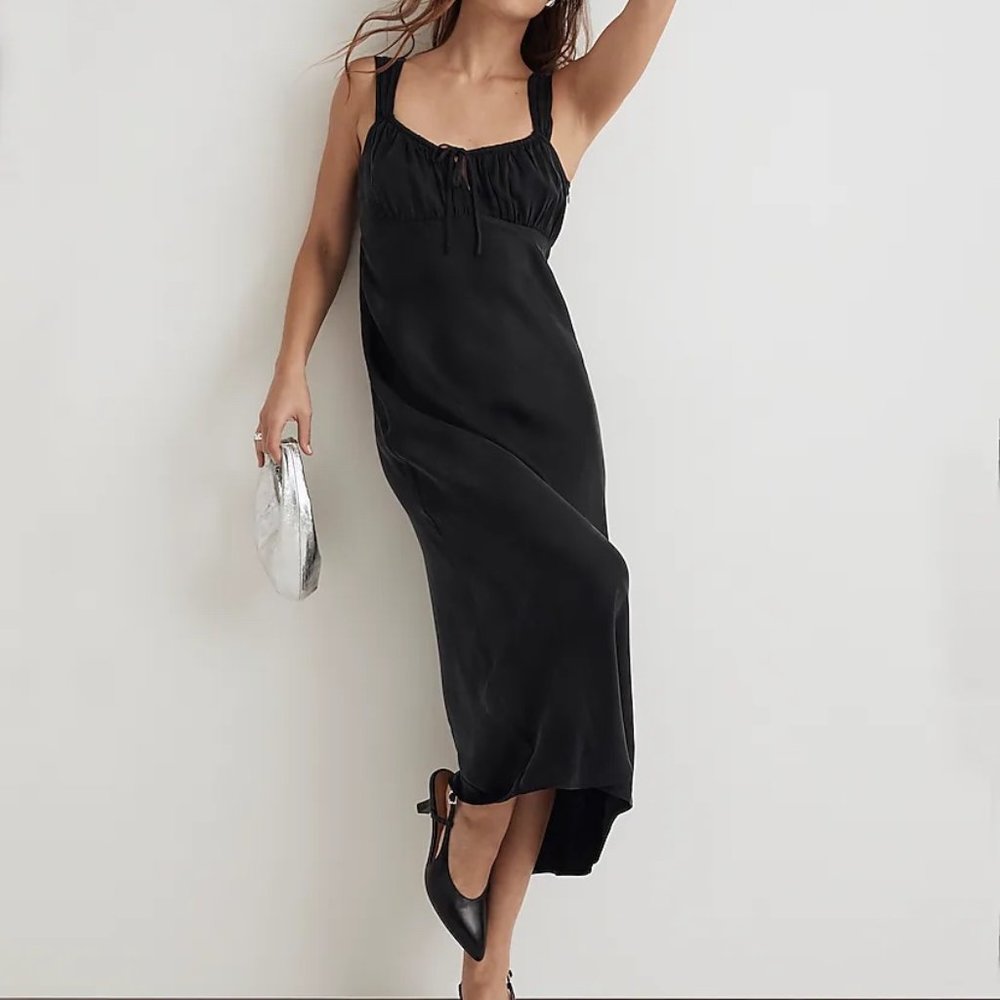 Madewell Square-Neck Midi Dress Black Size 6
